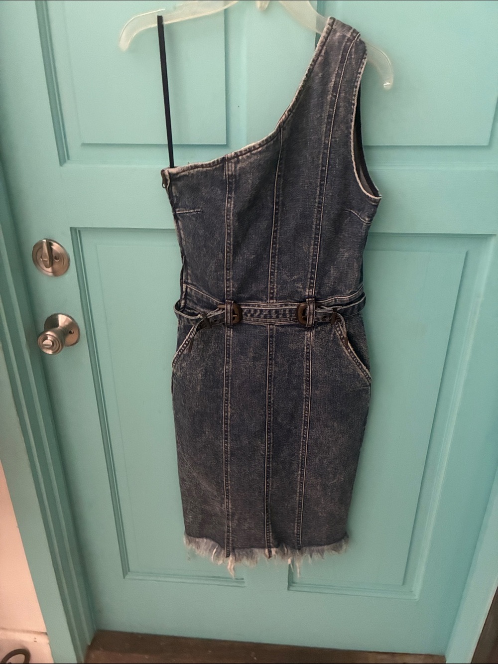 Retrofete Giorquio denim off shoulder dress